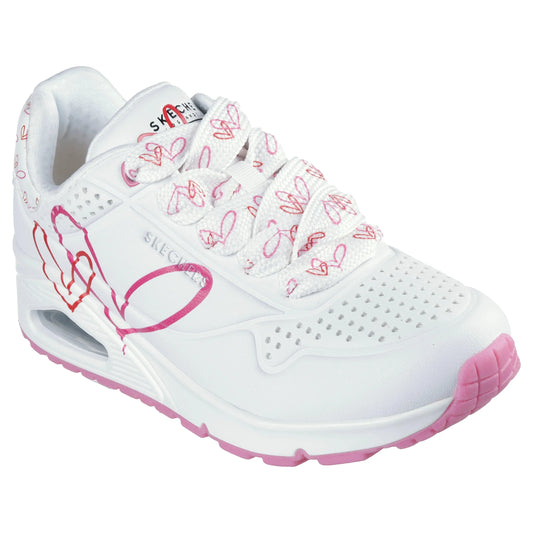 Skechers Goldcrown  177924 WHITE PINK Twin Hearts Trainer 177924WRPK