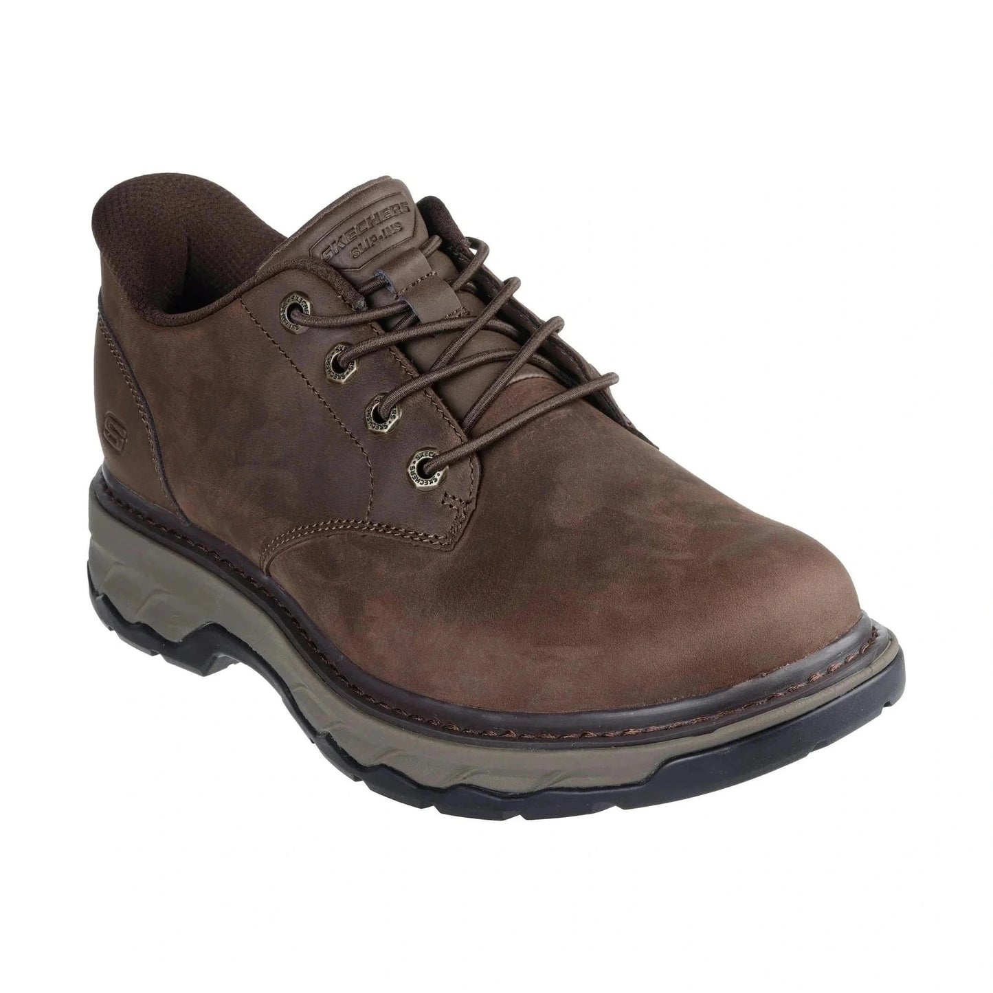 Skechers Slip Ins 205307 BROWN Leather Elastic Lace Shoe 205307COC