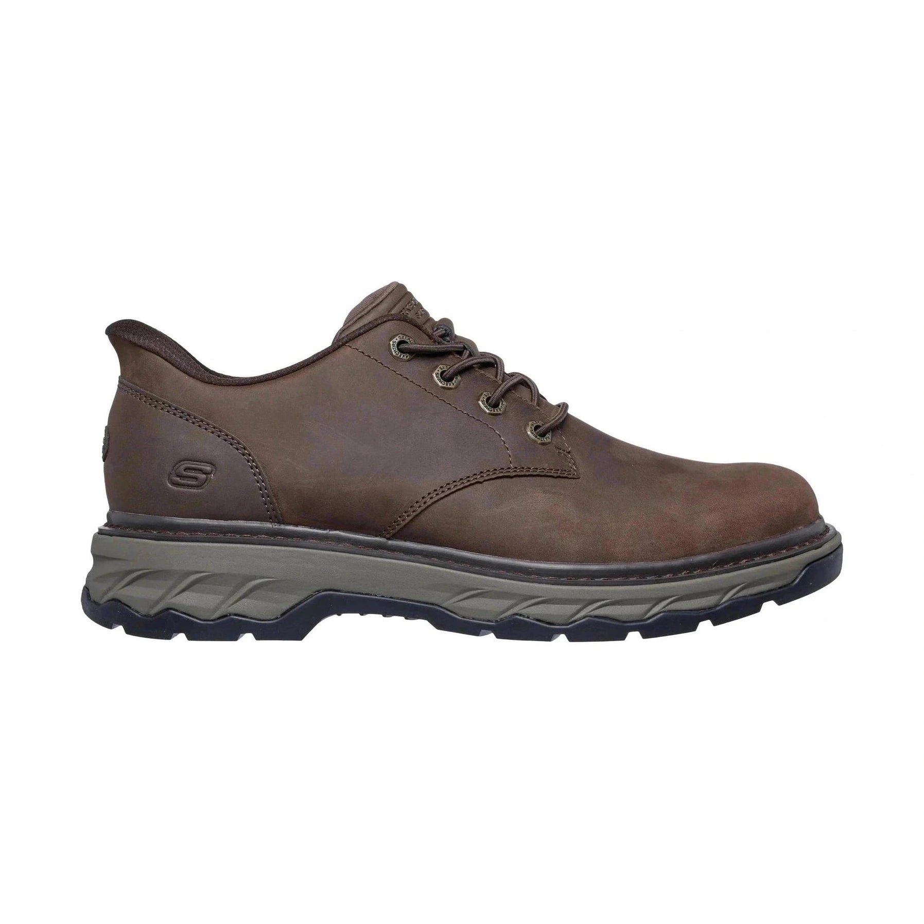 Skechers Slip Ins 205307 BROWN Leather Elastic Lace Shoe 205307COC