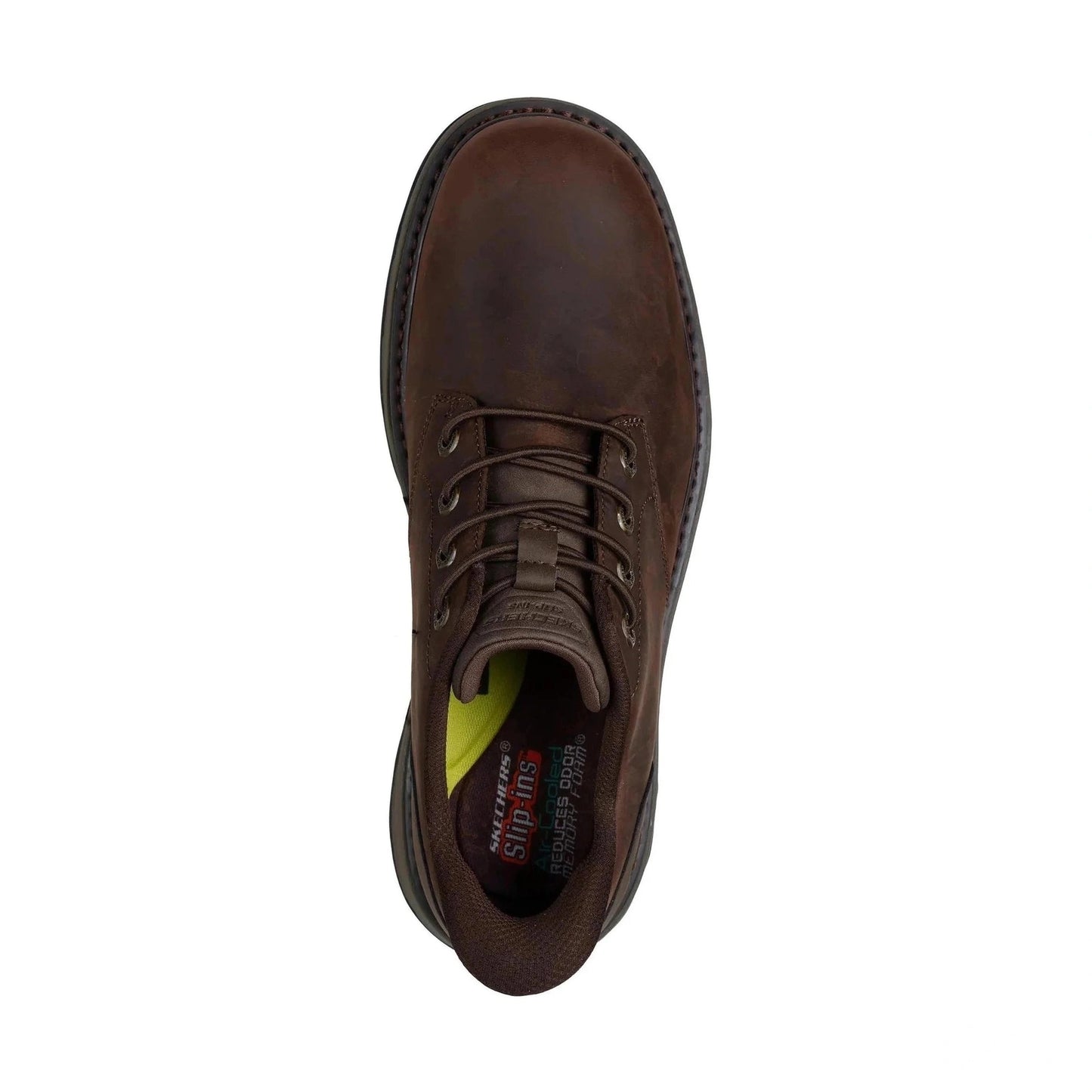 Skechers Slip Ins 205307 BROWN Leather Elastic Lace Shoe 205307COC