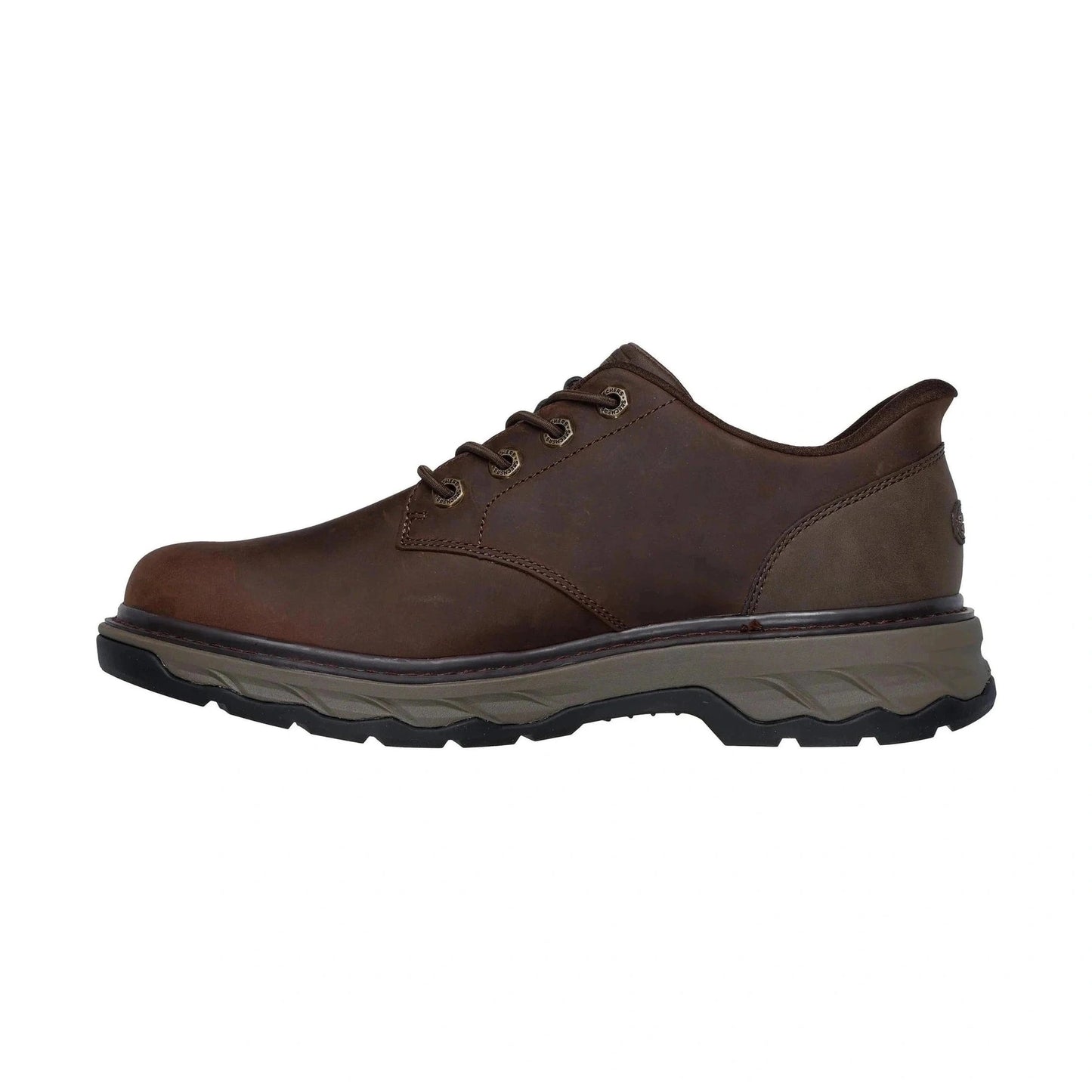 Skechers Slip Ins 205307 BROWN Leather Elastic Lace Shoe 205307COC