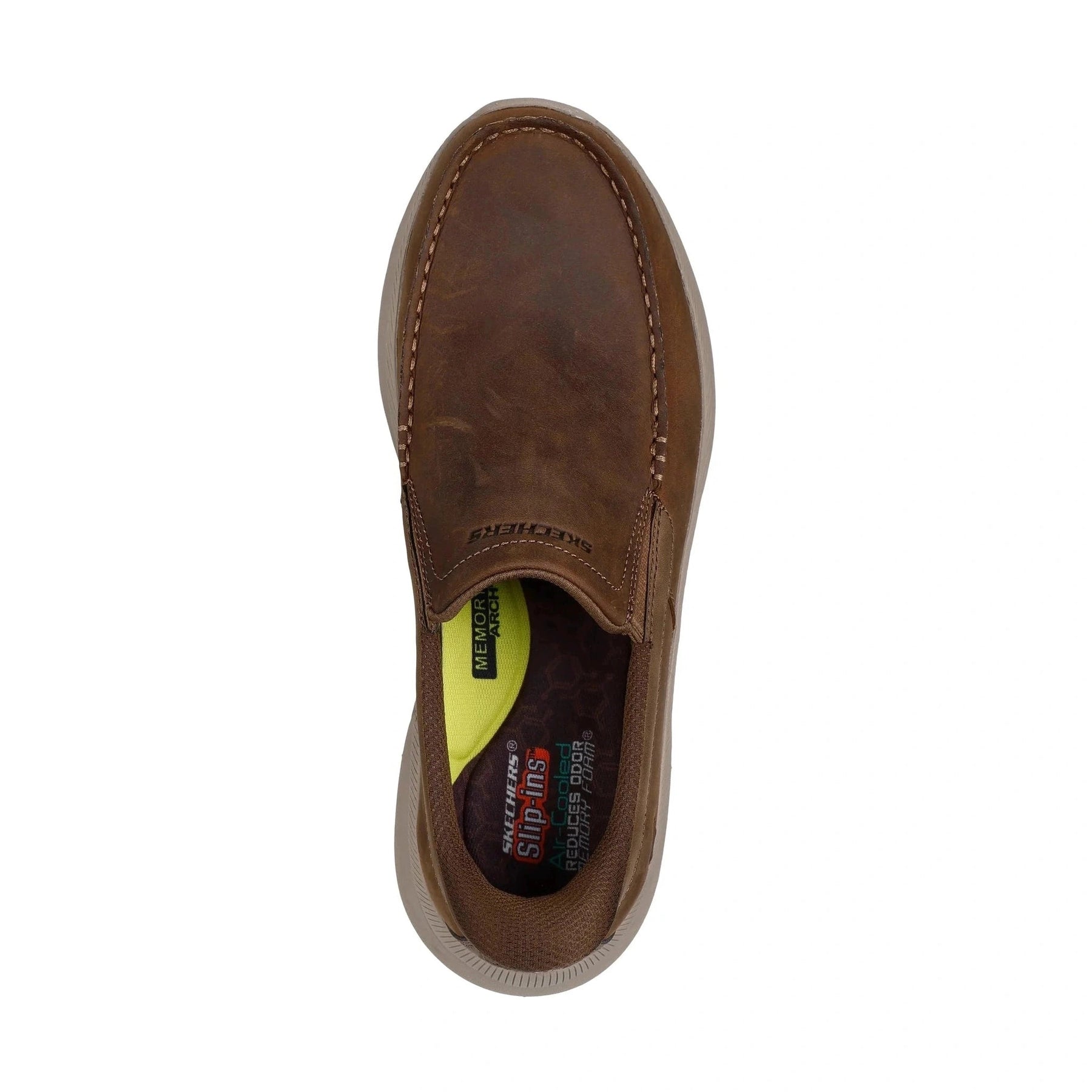 Skechers Slip Ins 205334 BROWN Waxy Leather Slip On Shoe 205334COC