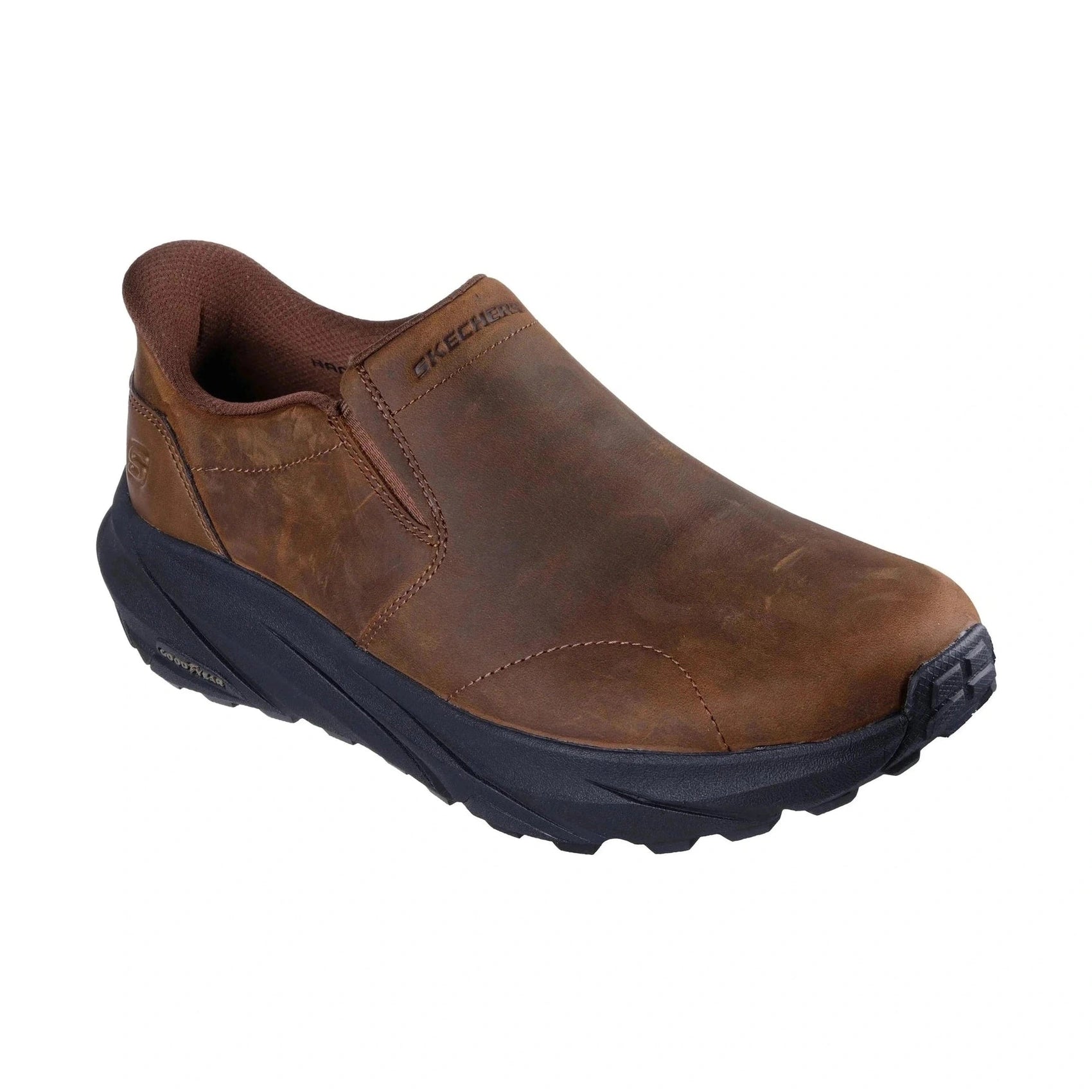 Skechers Slip Ins 205547 BROWN Waxy Leather Slip On Shoe 205547CDB