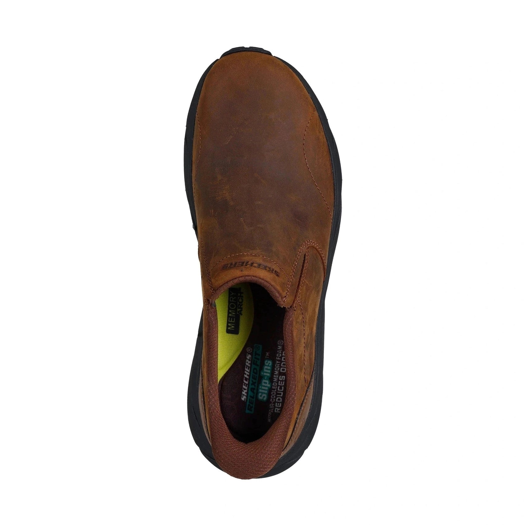 Skechers Slip Ins 205547 BROWN Waxy Leather Slip On Shoe 205547CDB