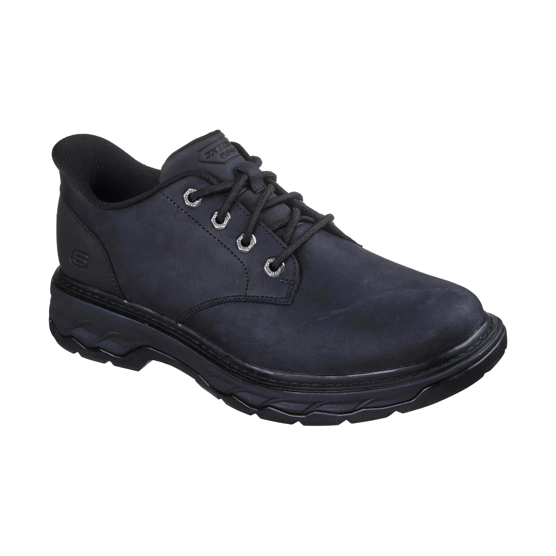 Skechers Slip Ins Black Leather Slip On Shoe 205307BBK