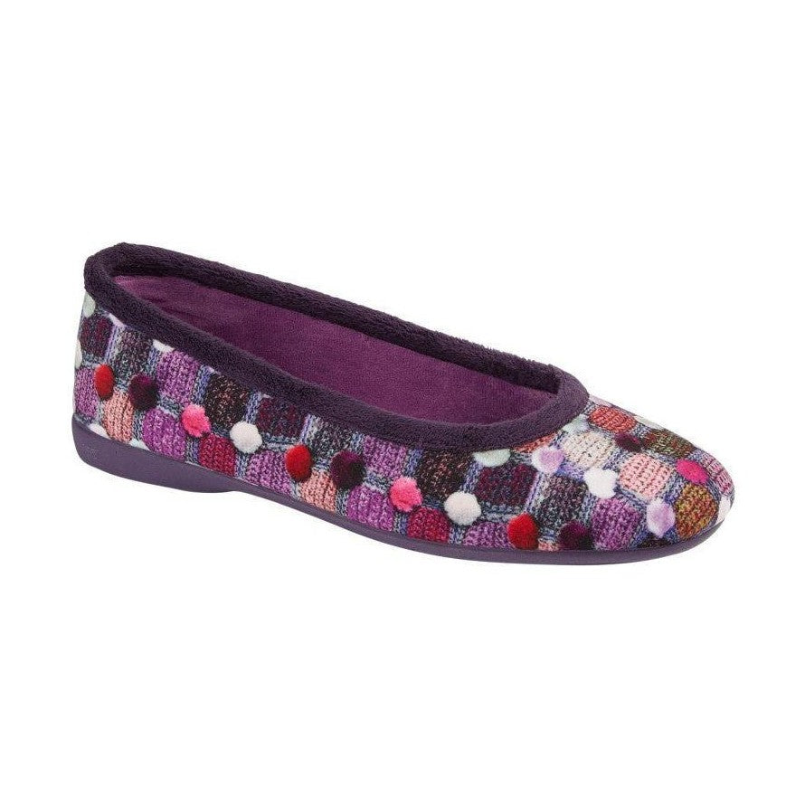 Sleepers Samira PURPLE Memory Foam Ballerina Slipper LS749P