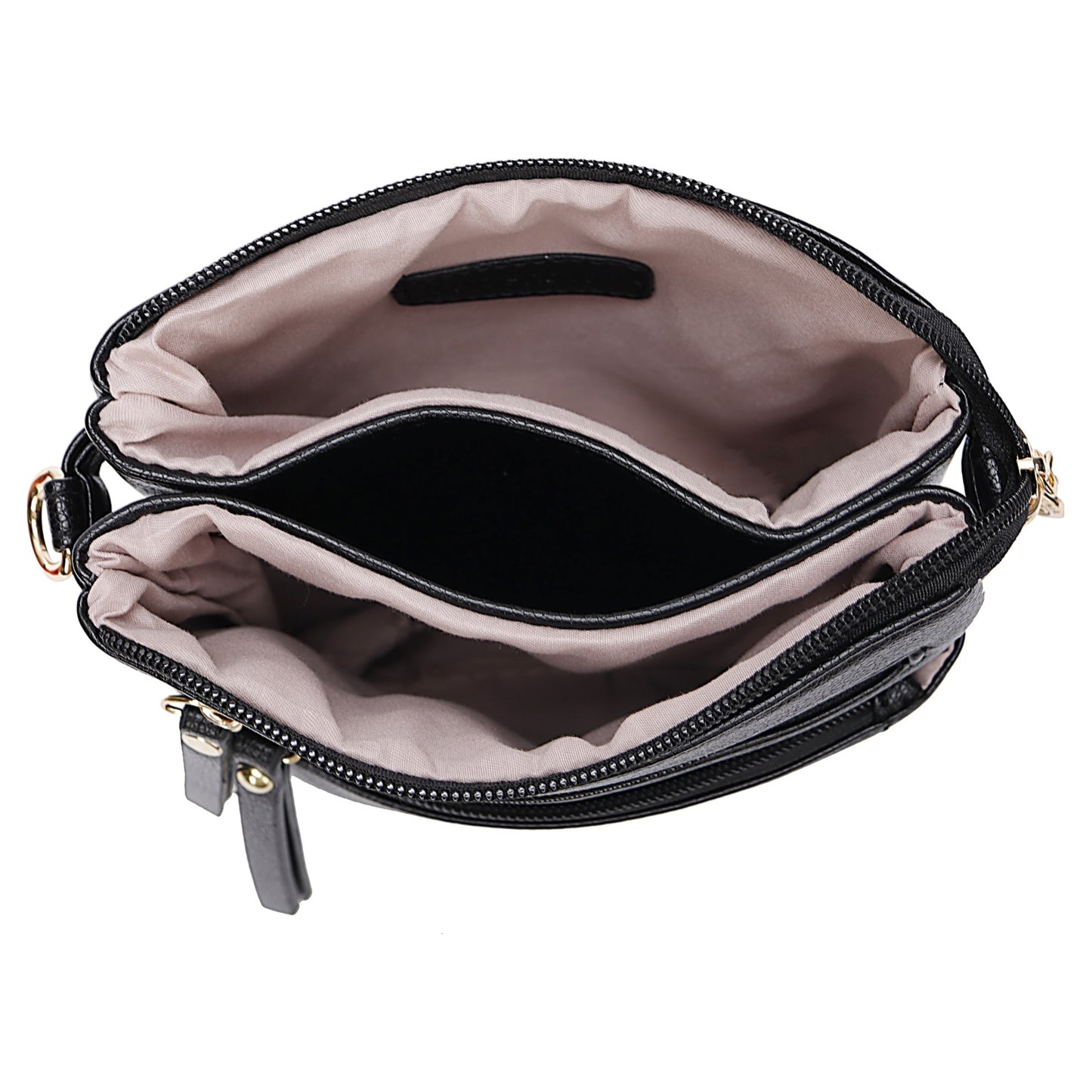 Superbia 9151 SILVER BRONZE Multi Zip Pocket Small Crossbody Shoulder Bag
