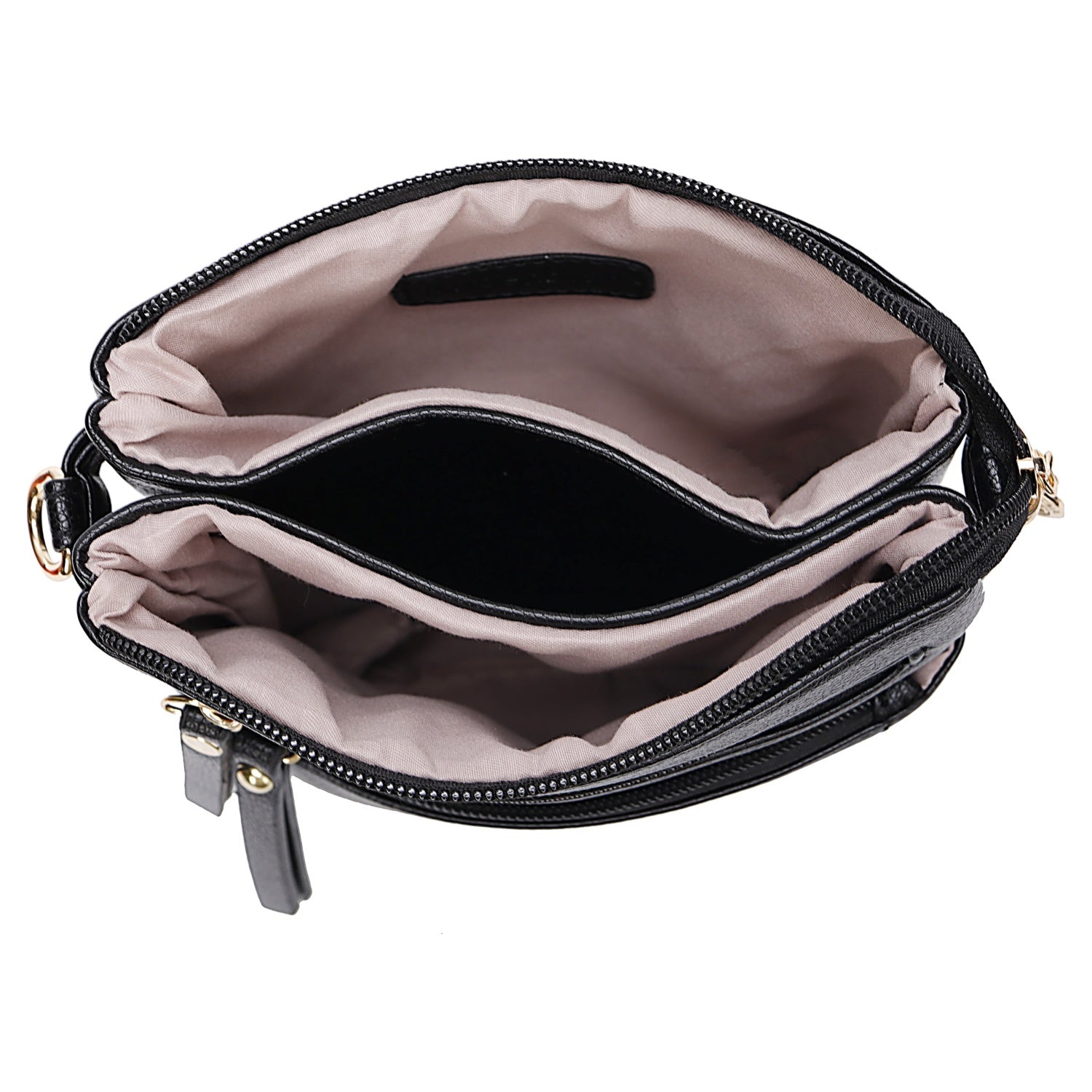 Superbia 9151 SILVER BRONZE Multi Zip Pocket Small Crossbody Shoulder Bag
