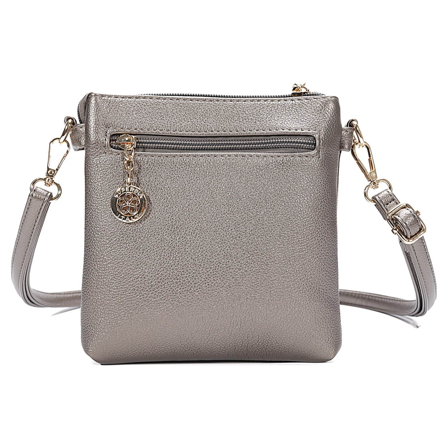 Superbia 9151 SILVER BRONZE Multi Zip Pocket Small Crossbody Shoulder Bag