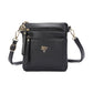 Superbia Italy 9151 BLACK Multi Zip Pocket Crossbody Shoulder Bag