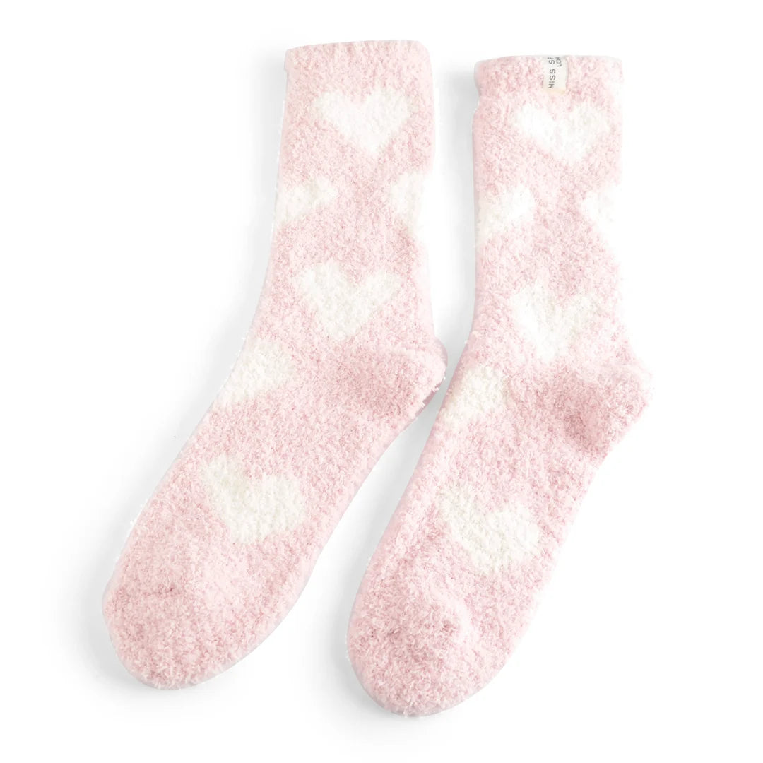 Miss Sparrow Luxury Fluffy Hearts PINK Socks TSW010