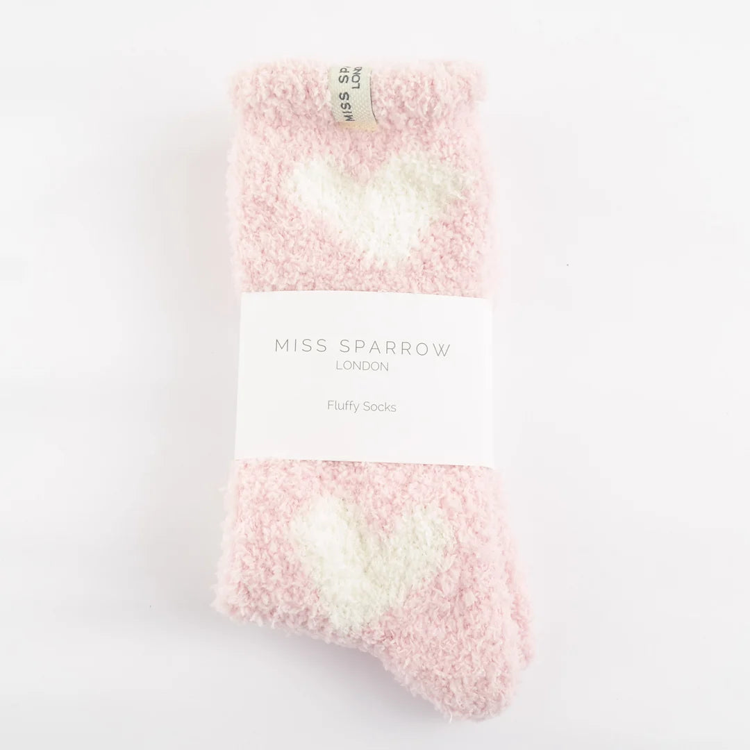 Miss Sparrow Luxury Fluffy Hearts PINK Socks TSW010