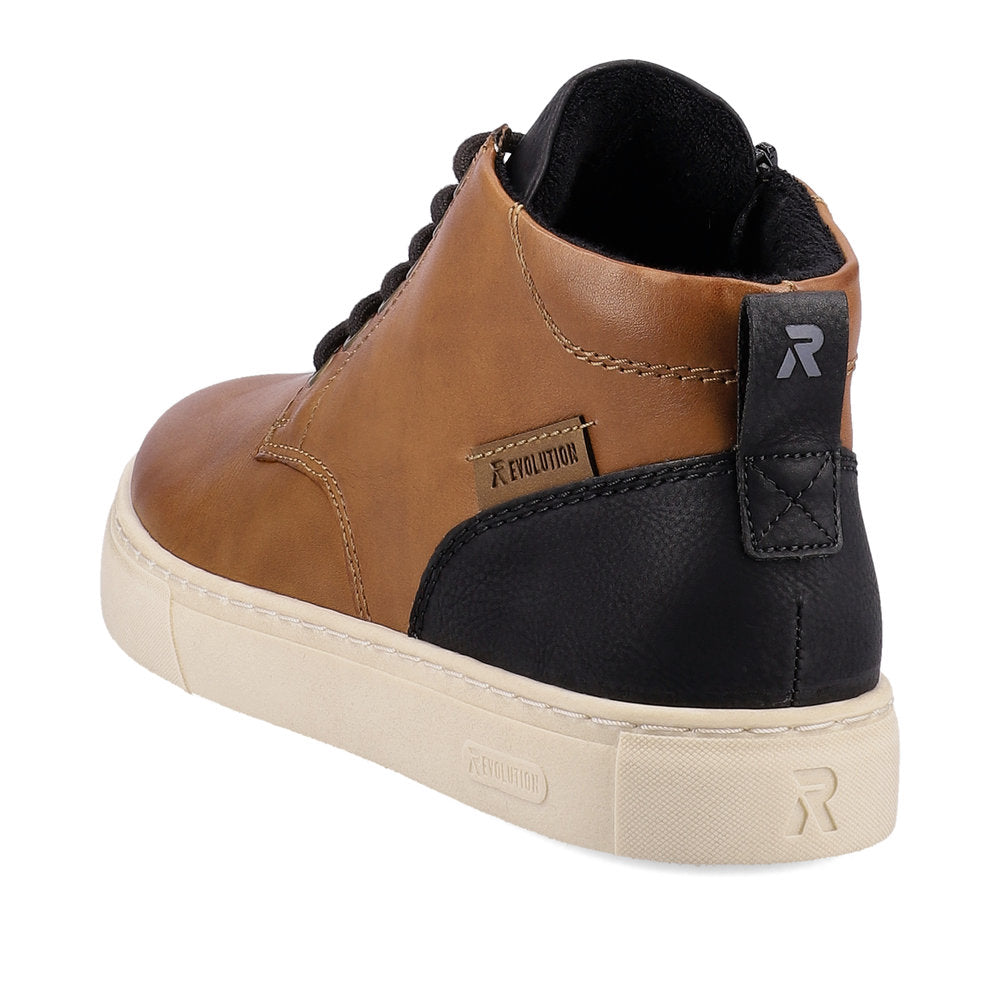 Rieker R'evolution Men's Ankle boot with lace and zip in BROWN Leather U0762-24