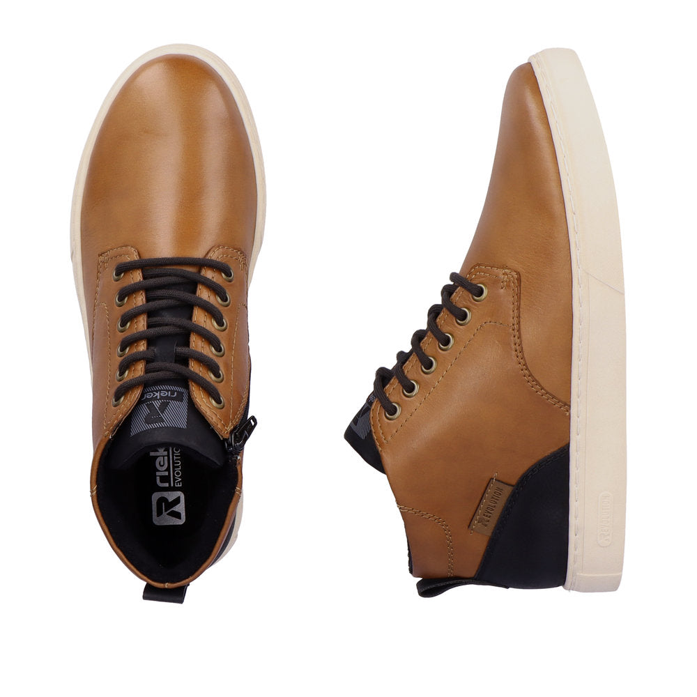 Rieker R'evolution Men's Ankle boot with lace and zip in BROWN Leather U0762-24
