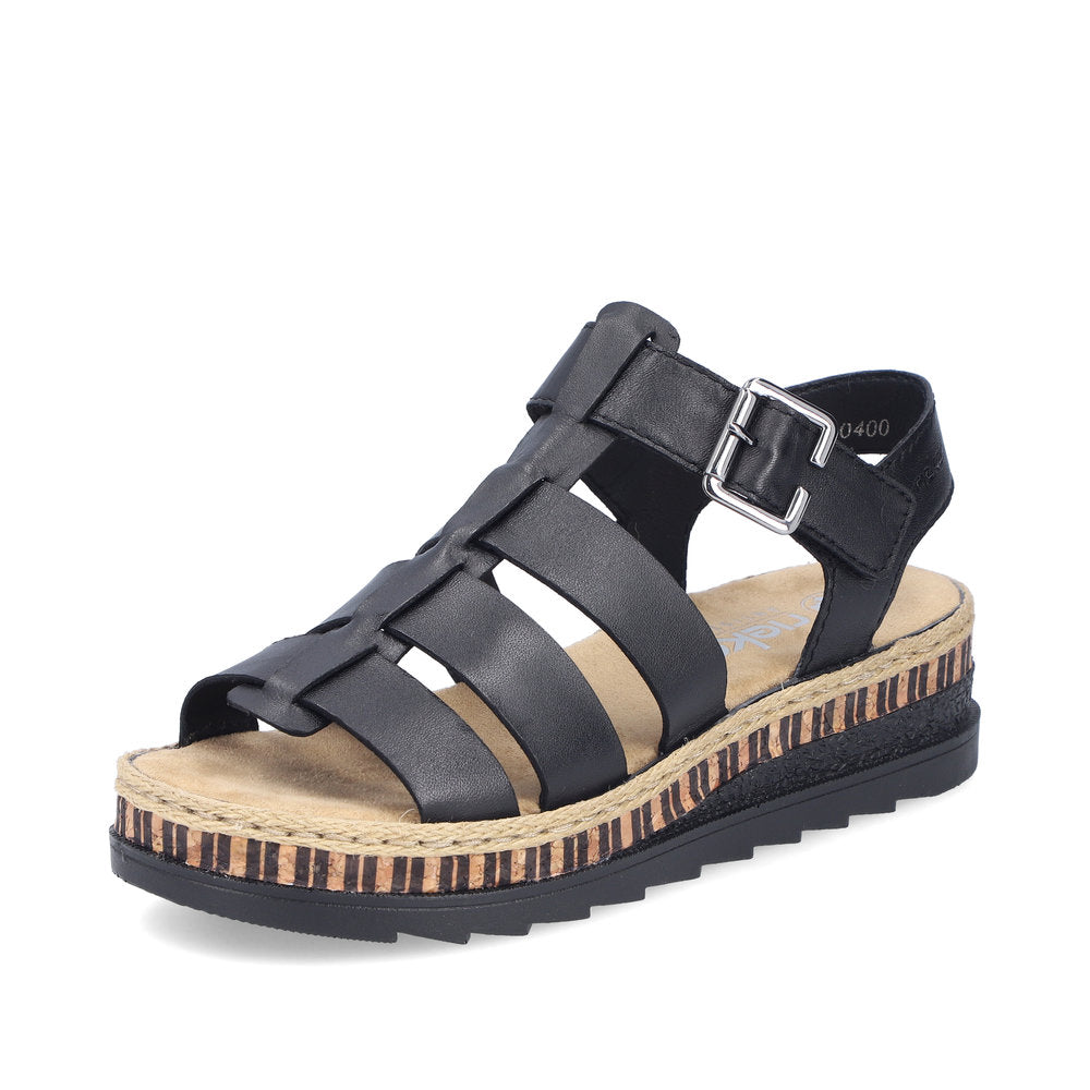 Rieker Wedge Sandal V7904-00 BLACK