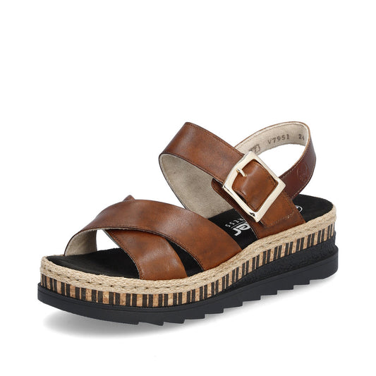 Rieker Wedge Sandal V7951-24 BROWN