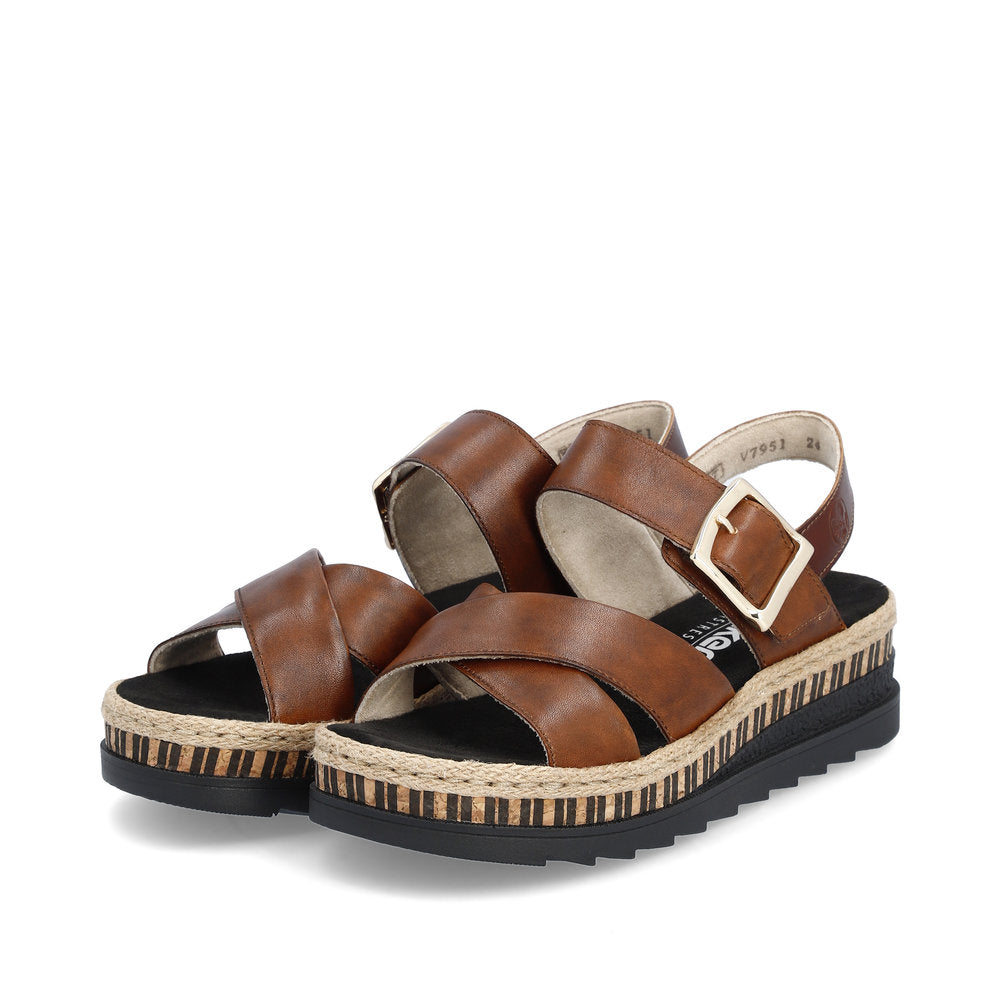 Rieker Wedge Sandal V7951-24 BROWN