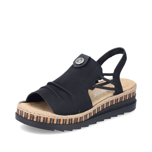 Rieker Wedge Sandal V7972-00 BLACK