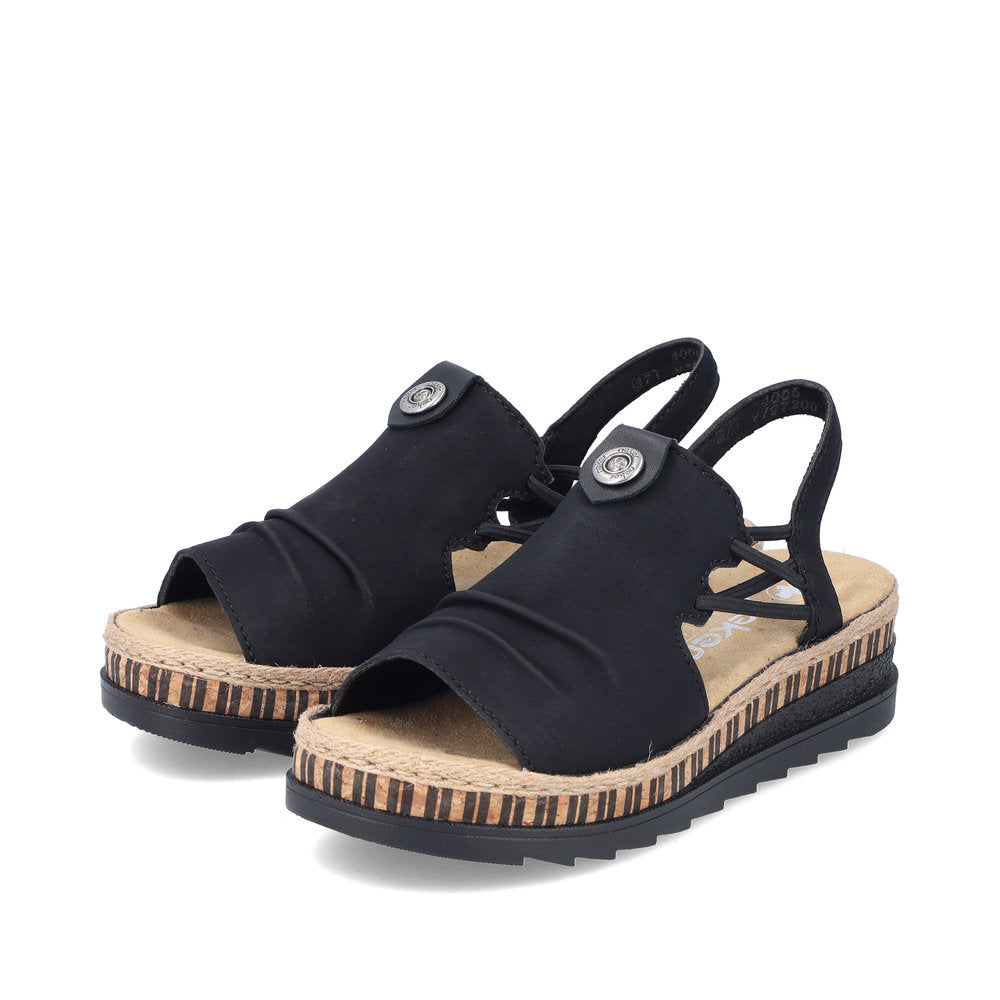 Rieker Wedge Sandal V7972-00 BLACK