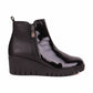 Valerias 1542 BLACK Patent Leather Wedge Comfort boot
