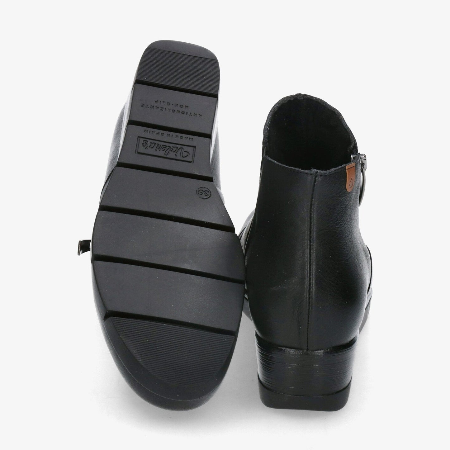 Valerias 9511 BLACK Soft Leather Wide Fitting Ankle Boot
