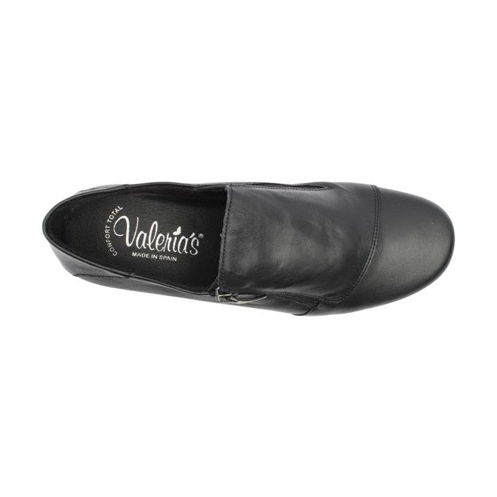 Valerias Black Soft Leather Wide fitting Zip Shoe Boot 9510