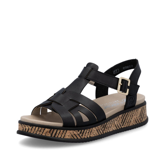 Rieker Wedge Sandal W0853-00 BLACK