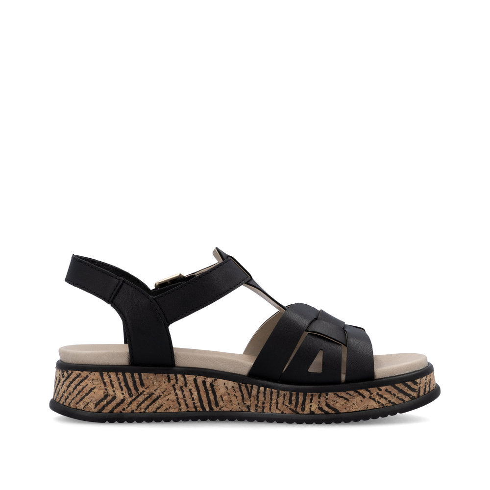 Rieker Wedge Sandal W0853-00 BLACK