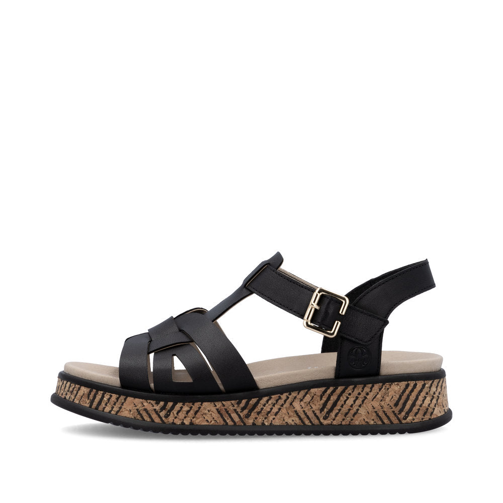 Rieker Wedge Sandal W0853-00 BLACK