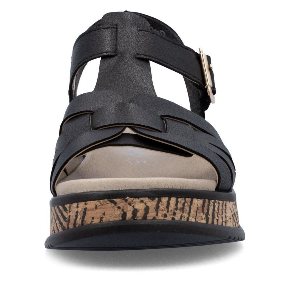 Rieker Wedge Sandal W0853-00 BLACK