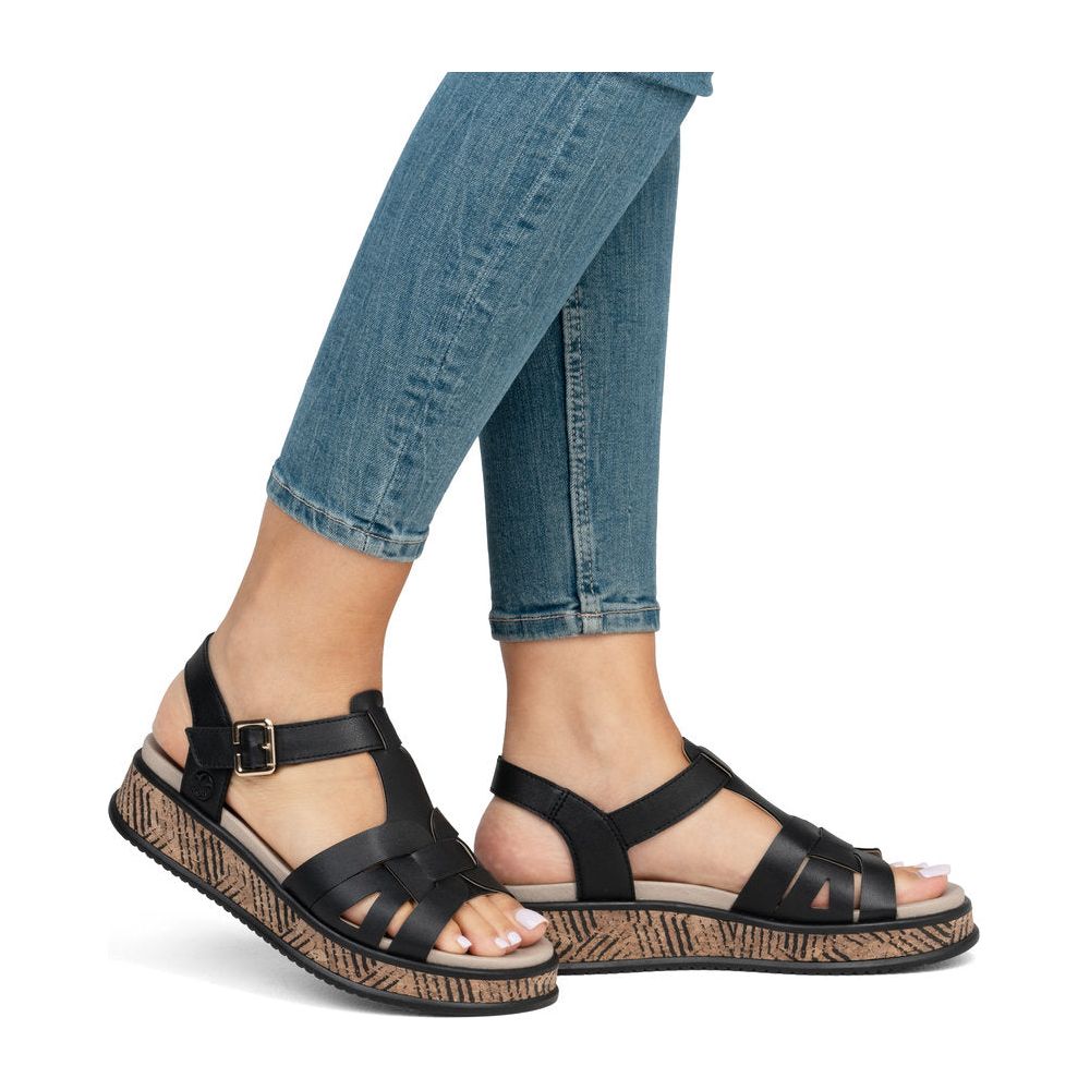 Rieker Wedge Sandal W0853-00 BLACK