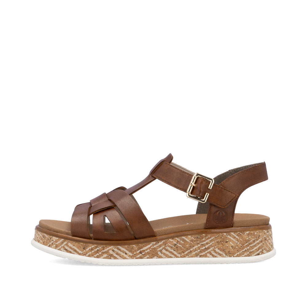 Rieker Wedge Sandal W0853-24 BROWN