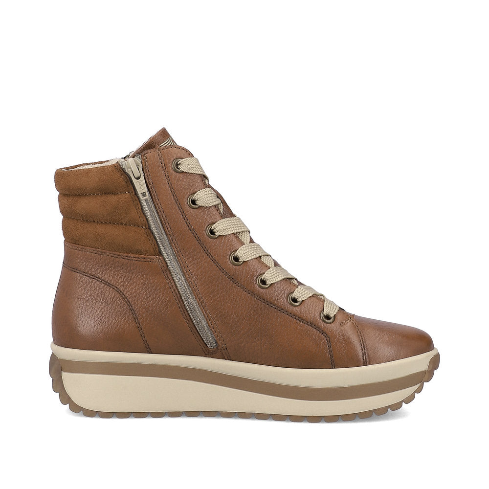 Rieker R'evolution Ankle Boot with Lace and ZIp W0962-24 BROWN 