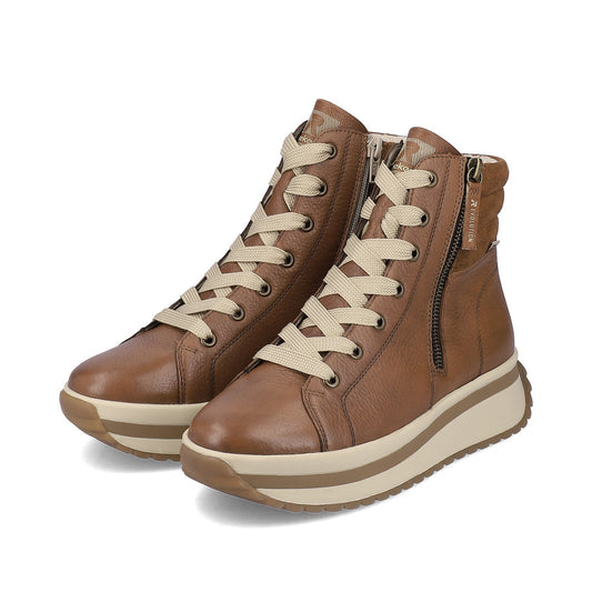Rieker R'evolution Ankle Boot with Lace and ZIp W0962-24 BROWN 