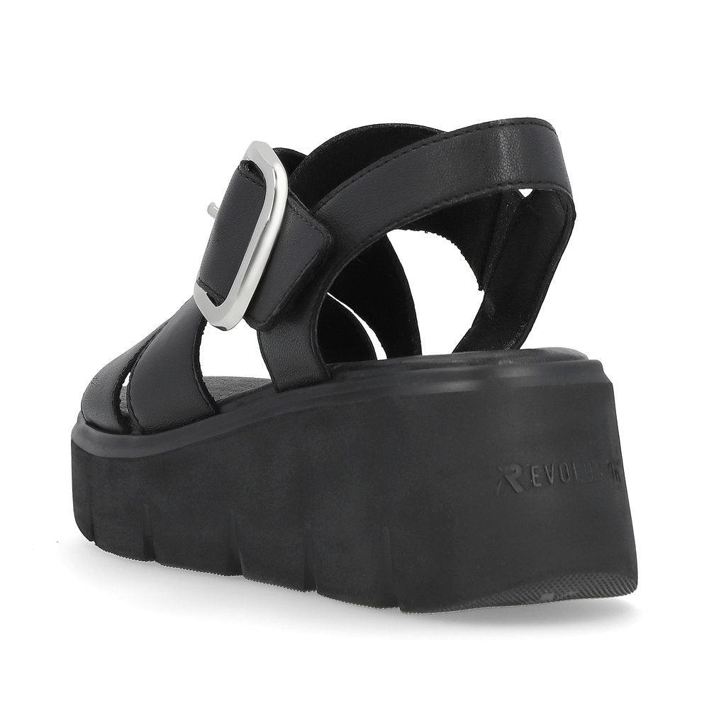 Rieker R-Evolution Chunky Wedge Sandal W1550-00 BLACK