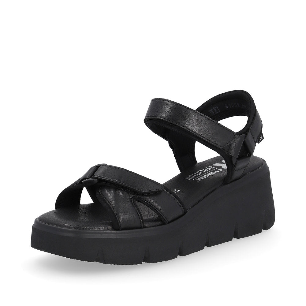 Rieker R-Evolution Chunky Wedge Sandal W1552-00 BLACK
