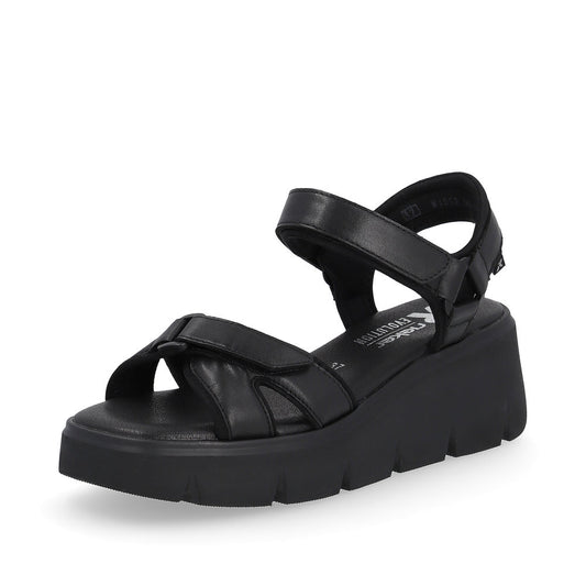 Rieker R-Evolution Chunky Wedge Sandal W1552-00 BLACK