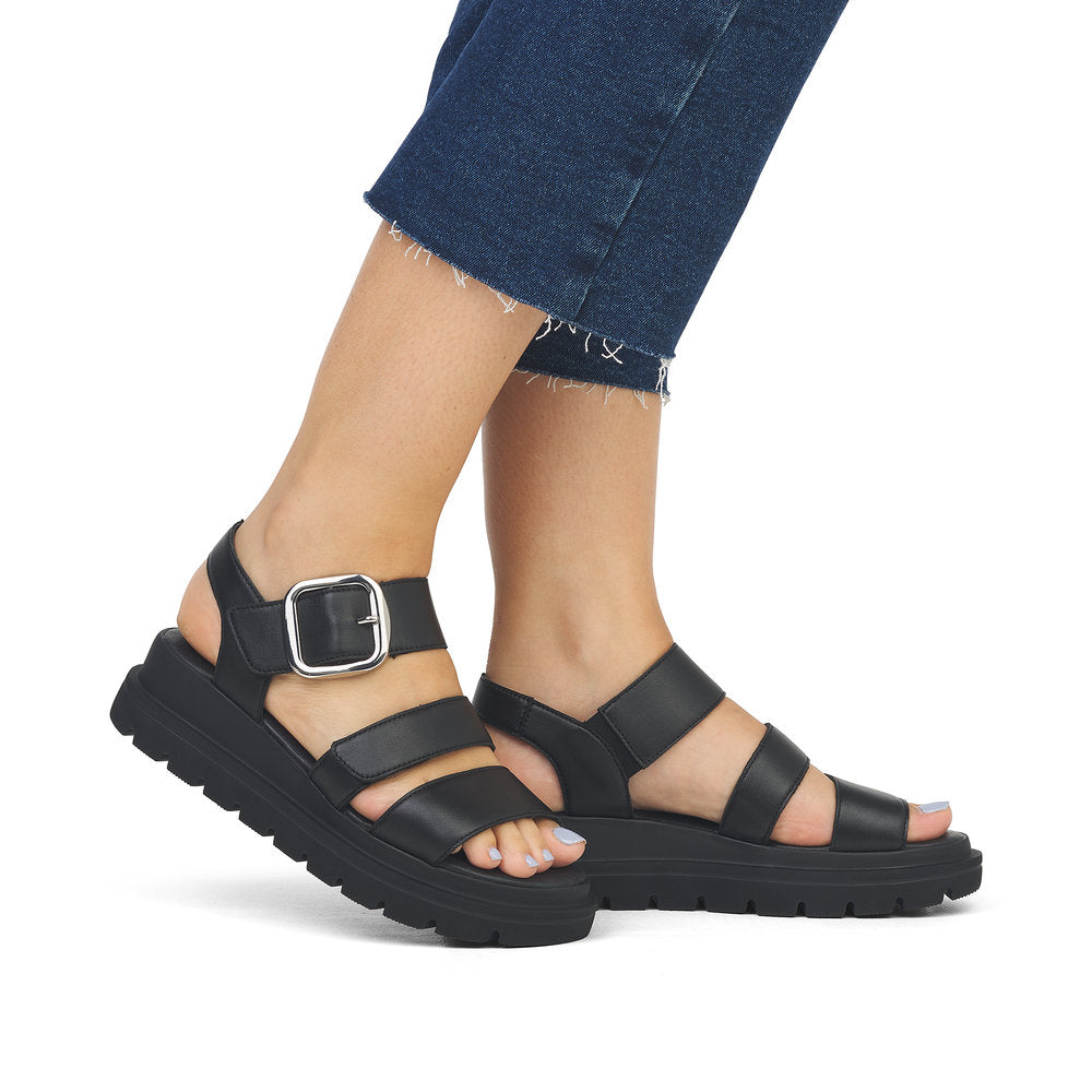 Rieker R-Evolution Chunky Wedge Sandal W1650-00 BLACK