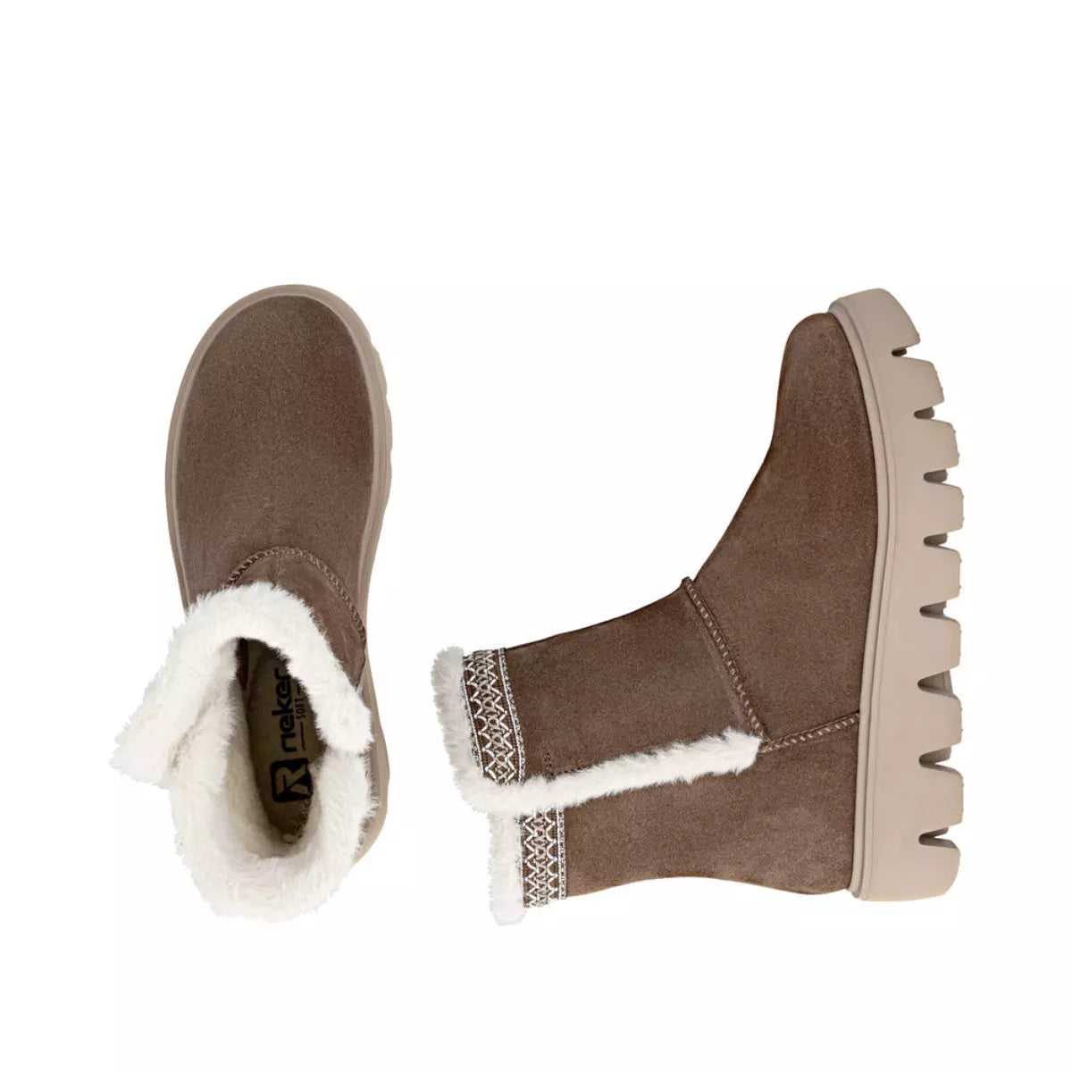 Rieker Casual Boot Fur lining and zip W2075 BROWN W2075-20