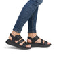 Rieker W2950 BLACK Leather Touch Fastening Chunky sandal W2950-00