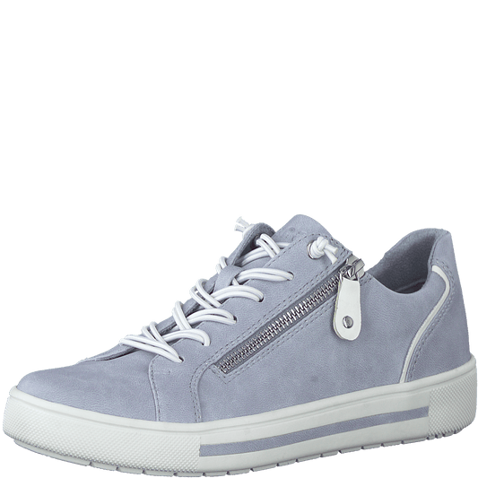 Jana Wide Fit Trainer With Zip and Laces 23660-833 Sky Blue