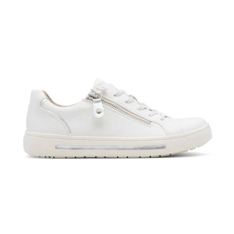 Jana 23660 Trainer Style Shoe WHITE/SILVER With Zip 23660-42-191