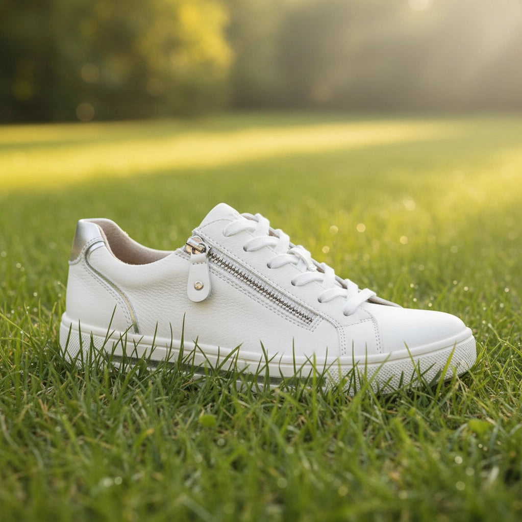 Jana 23660 Trainer Style Shoe WHITE/SILVER With Zip 23660-42-191