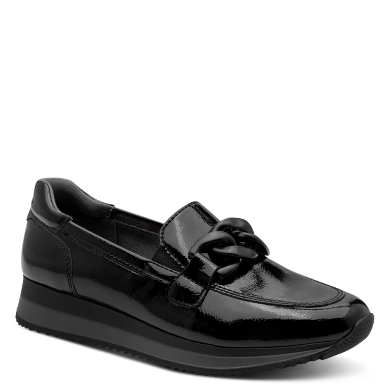 Jana 24766-42 BLACK  Patent Low Wedge Loafer