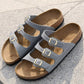 Birkenstock Florida Oiled Leather BASALT GREY 3 Strap Sandal Regular - 1031857