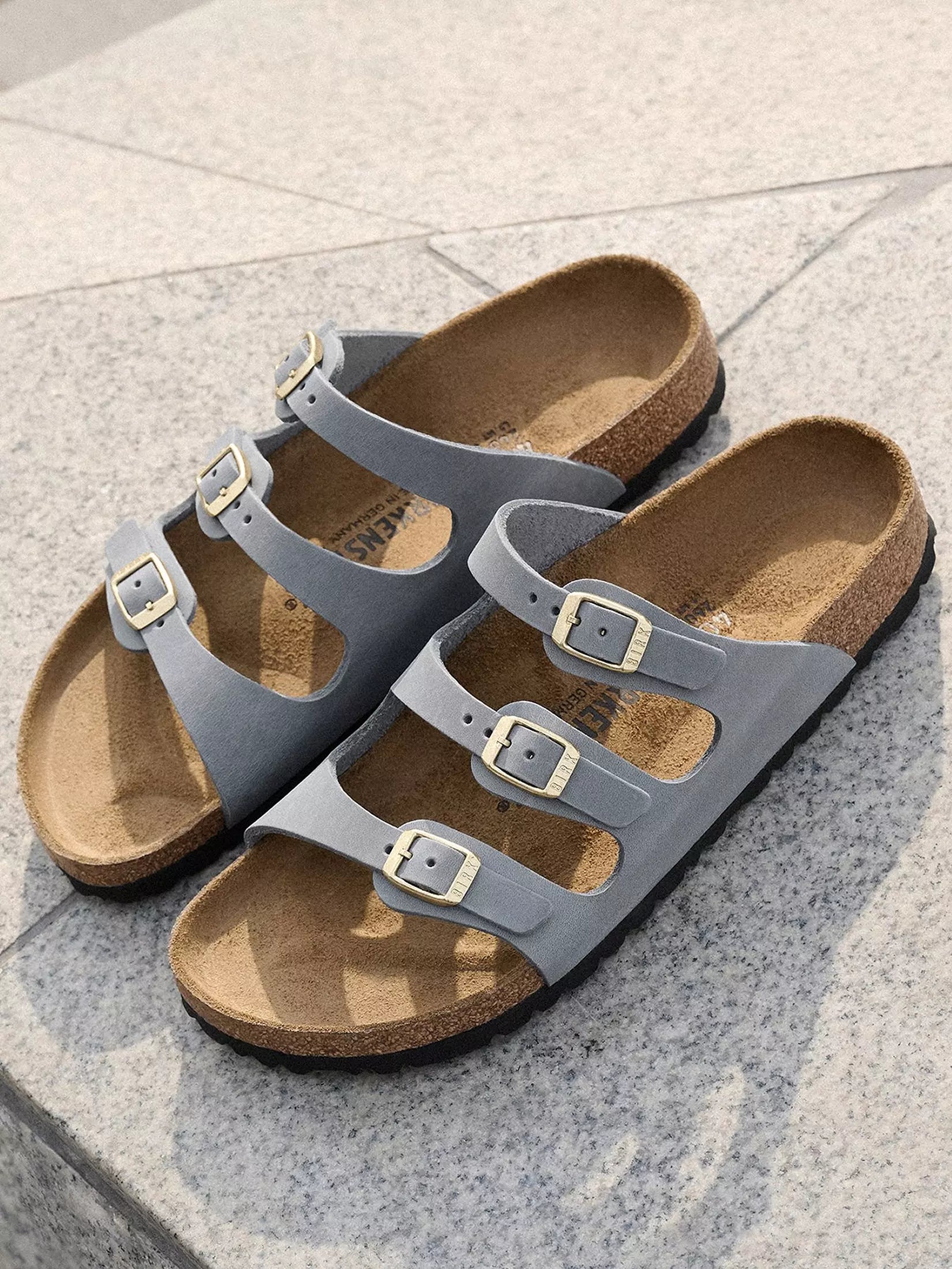 Birkenstock Florida Oiled Leather BASALT GREY 3 Strap Sandal Regular - 1031857