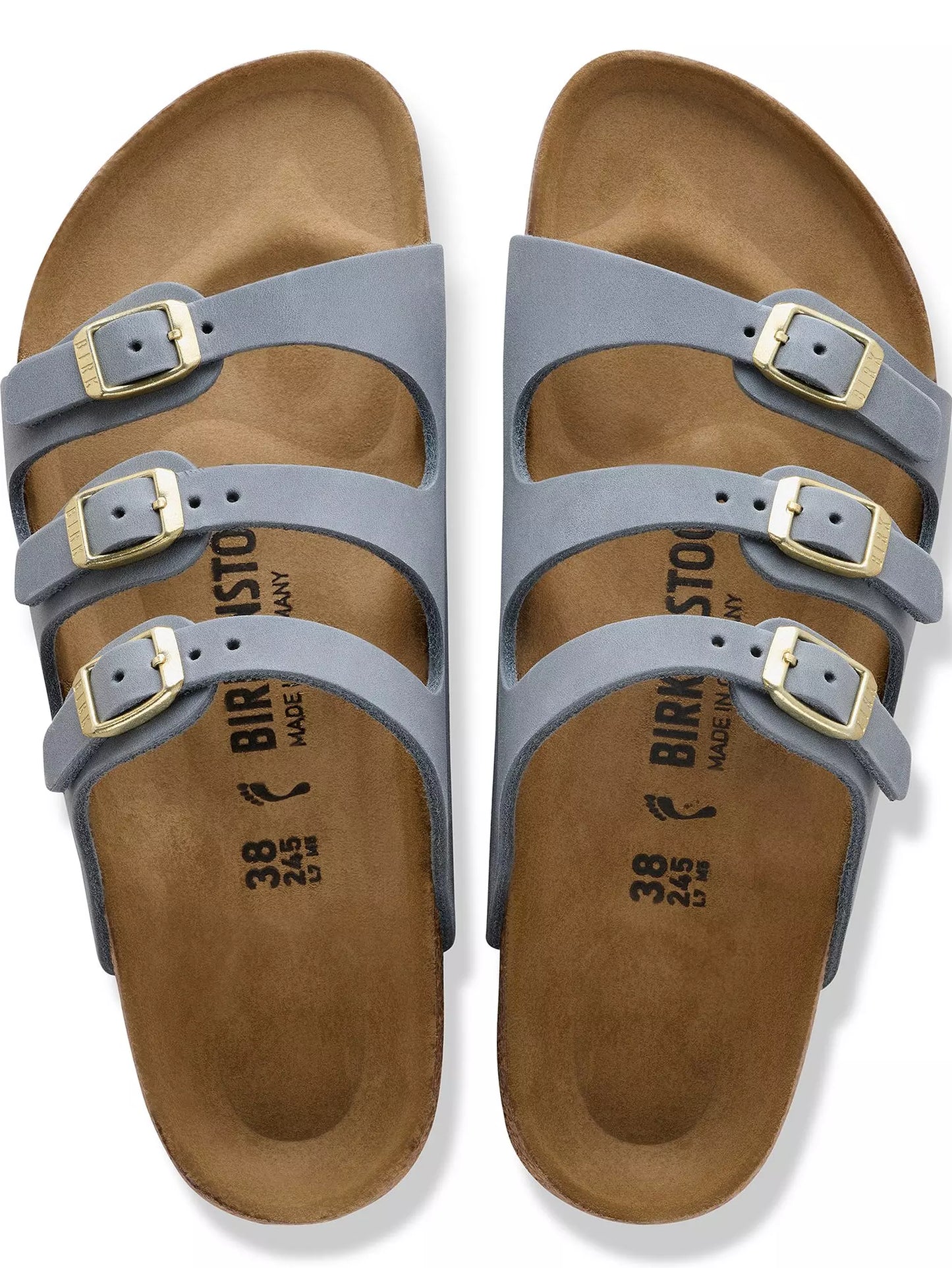 Birkenstock Florida Oiled Leather BASALT GREY 3 Strap Sandal Regular - 1031857
