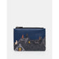 Yoshi Stargazing Cats Zip Purse BLACK Leather .