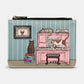 Yoshi Piano Cats Black Leather Zip Top Purse BLACK Y1321 PIANO 1