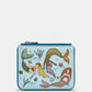 Yoshi Mermaids Dance Zip top real leather Purse BLUE .